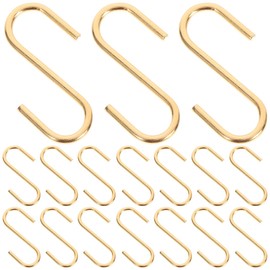 POPETPOP Pack of 25 Small S Hooks, 2.2 cm Mini Metal Hanging Hooks for DIY Crafts Hanging Key Chain Jewellery Name Plate Golden