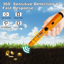 Metal Detector Pinpointer, Metal Detectors for Adults and Kids, Portable Metal Detector LED Pin Pointer IP66 Waterproof, 360° Scan Detector with LED and Holster, for Locating Gold, Coin,Silver