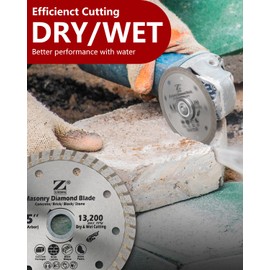 ZORUNNA 4.5 Inch Diamond Saw Blade for Angle Grinder, Turbo Rim Tile Cutting Blade for Cutting Cement, Concrete with Rebar, Stone, Granite, Pavers, Bricks and Blocks with 7/8-Inch Arbor(2 Pcs).