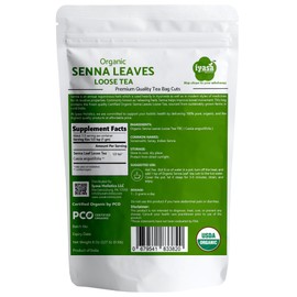 Iyasa Holistics Organic Senna Leaves Loose Tea,Cut and Sifted Loose, Relaxing, Caffeine Free, Night Time Tea, Resealable Pack 08 Ounce