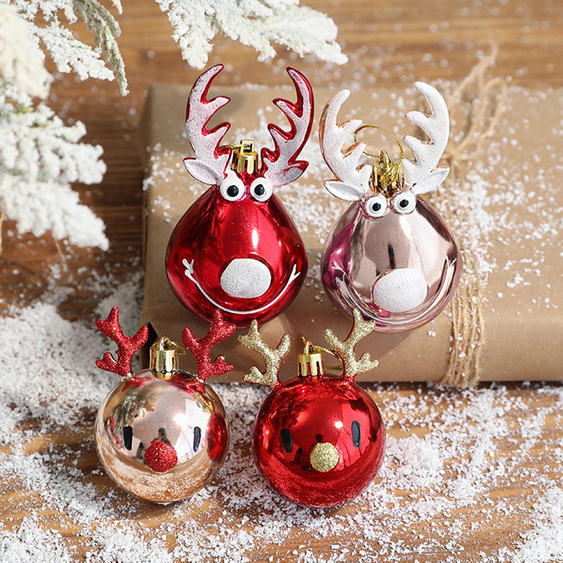 Fassory 3 Pcs Deer Shaped Christmas Baubles, Christmas Ornament Hanging