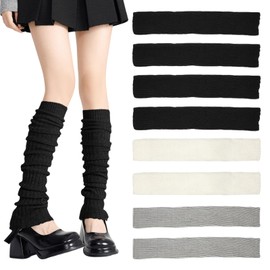 FUIPVGI 4 Pairs Leg Warmers, Knitted Leg Warmers for Women and Girls, Leg Warmers for Women, Winter Boot Warmers, Warm Knee Warmers, Long Boot Cuff, Knee Socks for Ballet, Dance, Yoga, 4 pairs