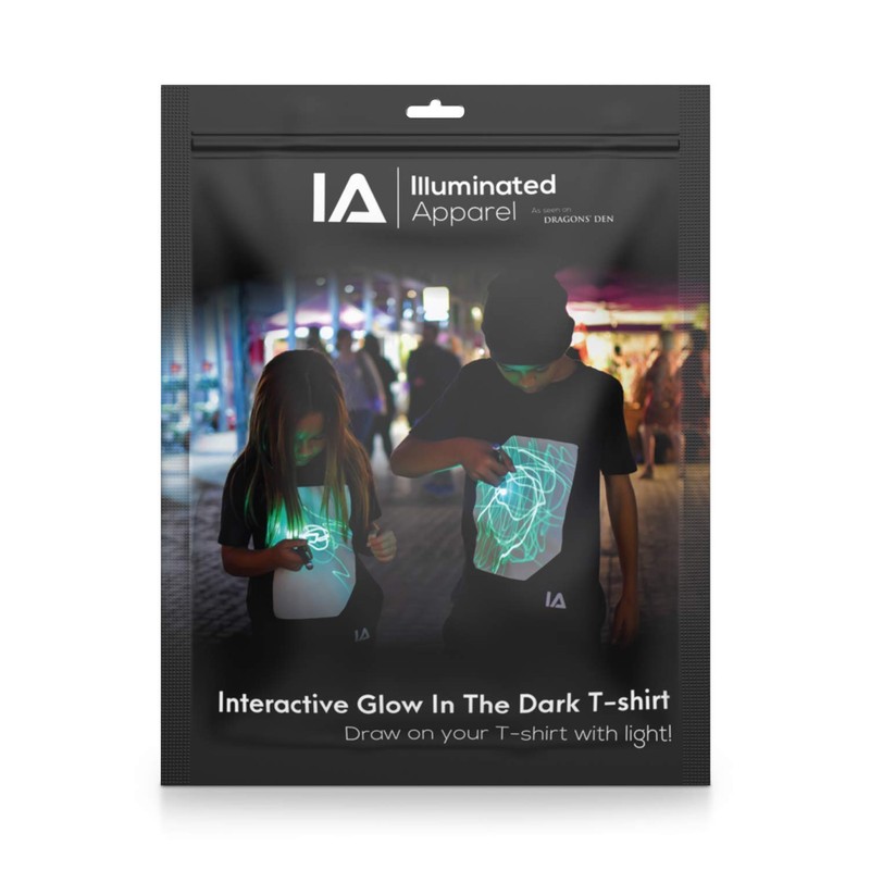 Illuminated Apparel T-Shirt Fluorescente Interattiva (Nero/Verde, M)