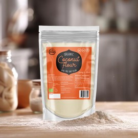 Organic Coconut Flour 500g - 2 PACK, Vegan, Raw, Naturally Gluten-free, High in Fibre, Finely Ground from Coconut Meat, High in Protein, Coconut Powder, Defatted Coconut Meat Pack of 2