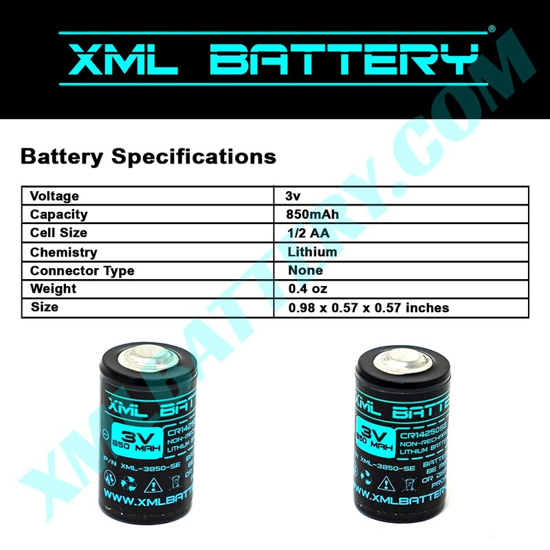 XML Battery (1 Pack) CR14250SE 1/2AA 3V 850mAh PLC FDK