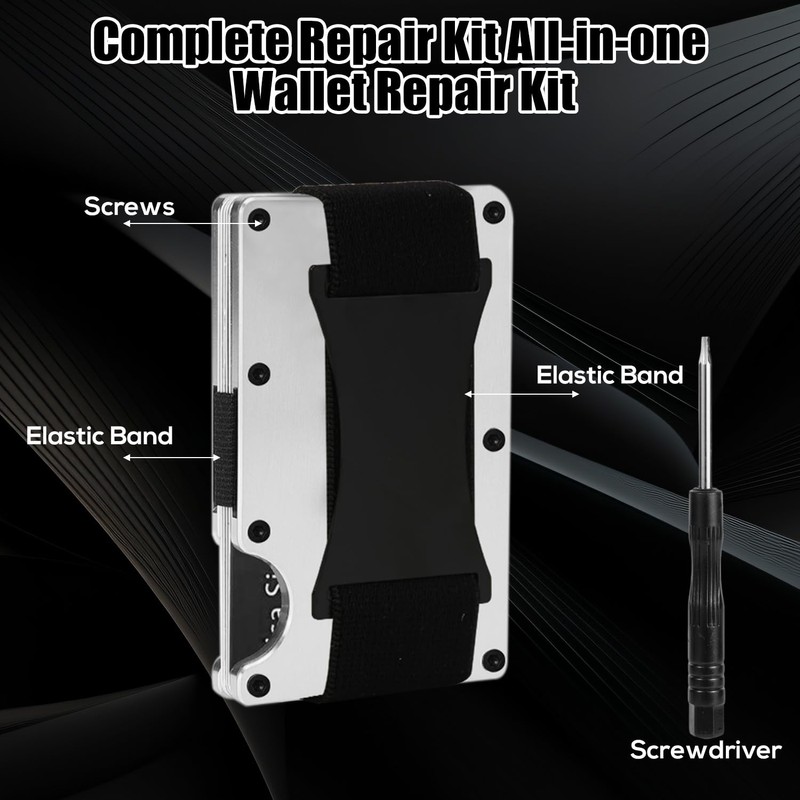 Wallet Elastic Band Replacement, Minimalist Wallet Repair Kit Including Screws