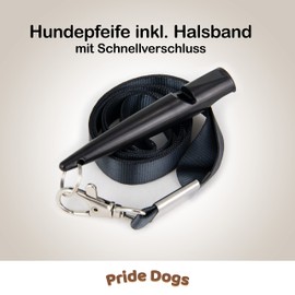 PrideDogs Dog Whistle with Whistle Strap - Perfect for Dog Training - High Frequency - Black