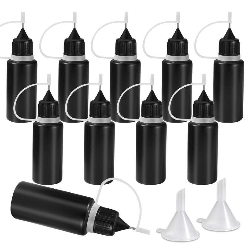 HARSKIYER 10ml Precision Tip Applicator Bottle, 10 Pcs Black Fine
