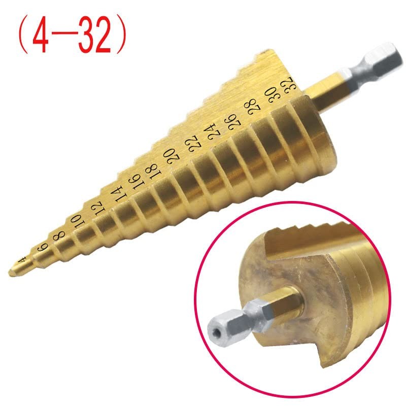 Step Drill, Hexagonal Shaft, Titanium Coating, Drilling, Expanding Holes, Sharp,