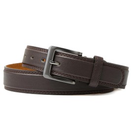 Men Black Leather Belt Double Stitched leather lined belt for Jeans, Suit, Work and Special Occasion (Medium (32"-36"), Brown)