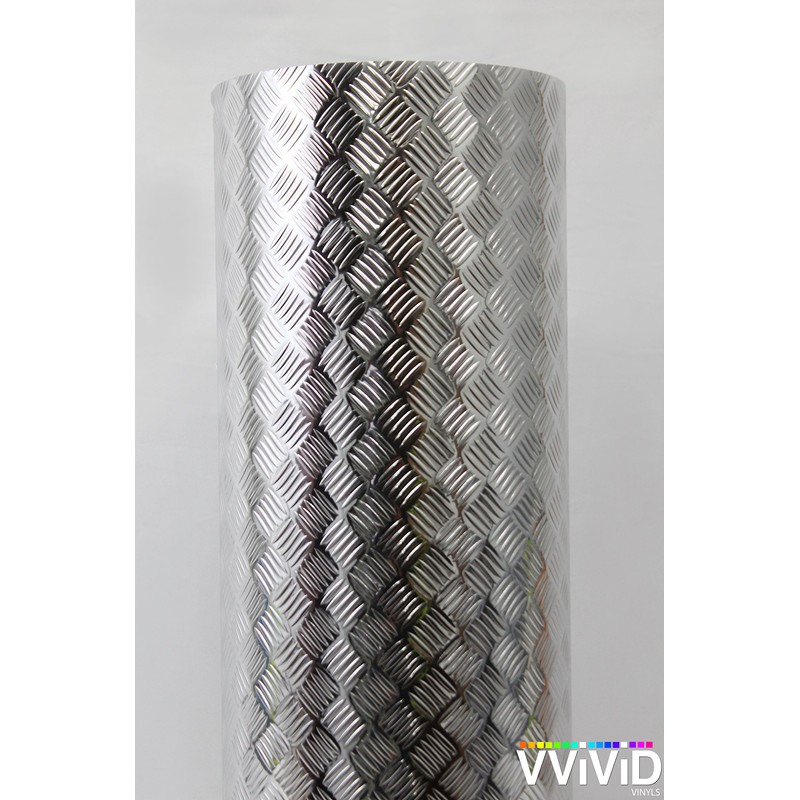 Industrial Utility Diamond Plate Metallic Chrome Finish Vinyl Wrap Underlayer