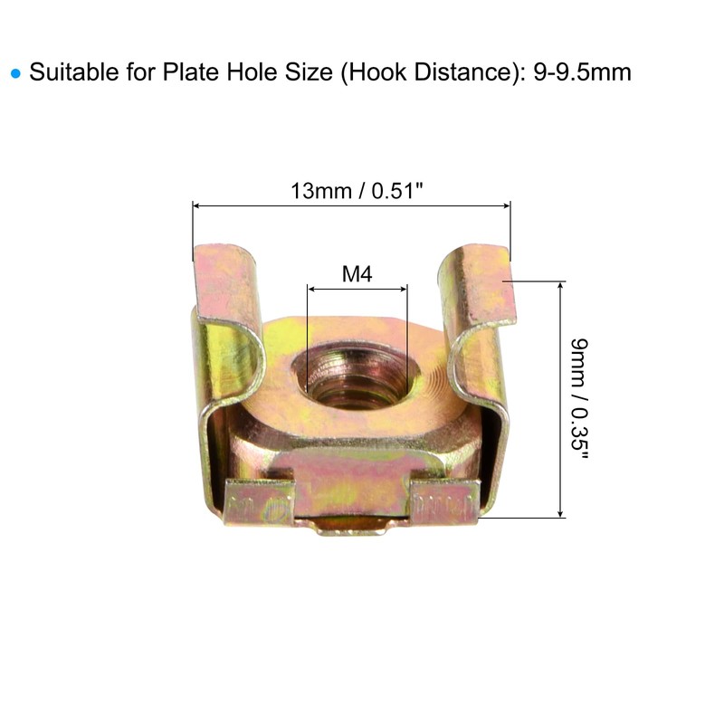 sourcing map M4 Cage Nuts for Server Rack Cabinet, Carbon