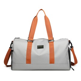 FANDARE Women's Travel Bags Men's Classic Sports Bags Hand Luggage Weekender Shoulder Bag Weekender Overnight Hospital Bag Swimming Bag Training Bag Tote Bag with Shoe Compartment, Grey A