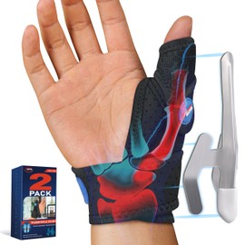 FEATOL 2 Pack Thumb Brace for De Quervains Tenosynovitis, Thumb Splint for CMC Joint Support, Arthritis, Trigger Finger, Sprains, Left & Right, Medium