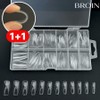 [1+1] Broin Premium Soft Fit Nail Tips, 3 Types, 240p Soft Transparent Full Tip, 1 Piece, Coffin 1+1 / [1+1] 브로인 프리미엄 소프트핏 네일팁 3종 240p 말랑 투명 풀팁, 1개, 코핀 1+1