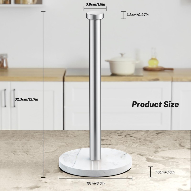 VEHHE Marble Paper Towel Holder for Kitchen Countertop, Standing Paper