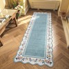 Lahome Floral Blue 2x6 Runner Rug for Hallway,Scalloped Washable Rug