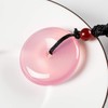 Women's Donut Necklace Pendant, Natural Pink Chalcedony Agate Lucky Stone