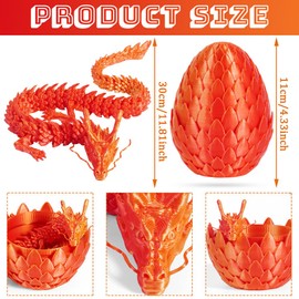 3D Dragon Egg Articulating Gemstone Crystal Dragon Figurine 3D Eggs with Inside Autism Toys Egg Toy for Anxiety Relief Flexible Joints Home Desk Decor Desk Toys Dazzling tri-colour (Laser Red)