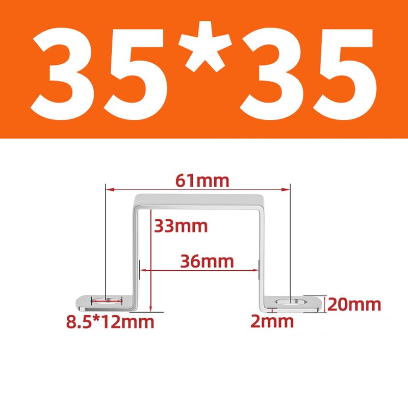 Zerniple 8pcs 35mm x 35mm Square 304 Stainless Steel U