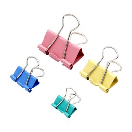 Lingzaling Color Double Clip Four Sizes 15mm 19mm 25mm 32mm Metal Colorful 64-Piece Set Cute Multipurpose Office Supplies Document Organization Home Paper Clip Stationery (Multi-Size 64-Piece)