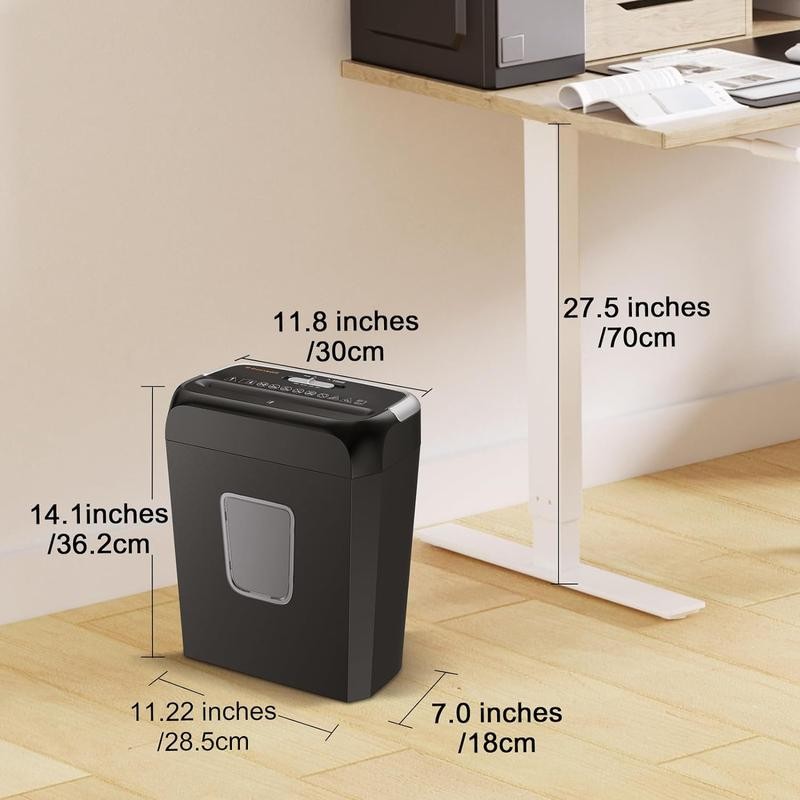 Bonsaii Paper Shredder for Home Use,6-Sheet Crosscut Paper and Credit