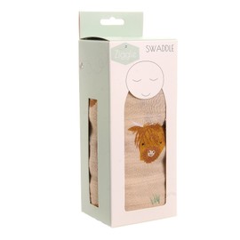 Ziggle Baby - Muslin Cloths for Baby - Newborn Essentials - Baby Swaddle - Burping - Baby Muslins Pack - Baby Essentials - Gifts - Highland Cow