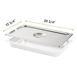 HECMAC 6-Pack Full Size Notched Hotel Pan Cover,Stainless Steel Solid Steam Table Catering Food Pan Lid with Handle