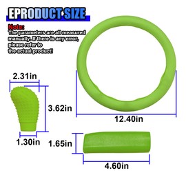 UHANBUT 3PCS Silicone Car Steering Wheel Cover Set, Anti-Slip Car Steering Wheel & Handbrake & Gear Shift Cover, Universal Auto Interior Decoration Protector for Most Vehicles (Green)