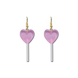 Heart Lollipop Earrings Pink Heart Candy Earrings Valentine Large Heart Lollipop Earring