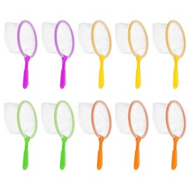 10pcs Fishing Nets for Kids, Outdoor Play Equipment for Children, Butterfly Net and Crabbing Kit, 23 cm Plastic Nets in Assorted Colors (Yellow, Orange, Green, Purple)