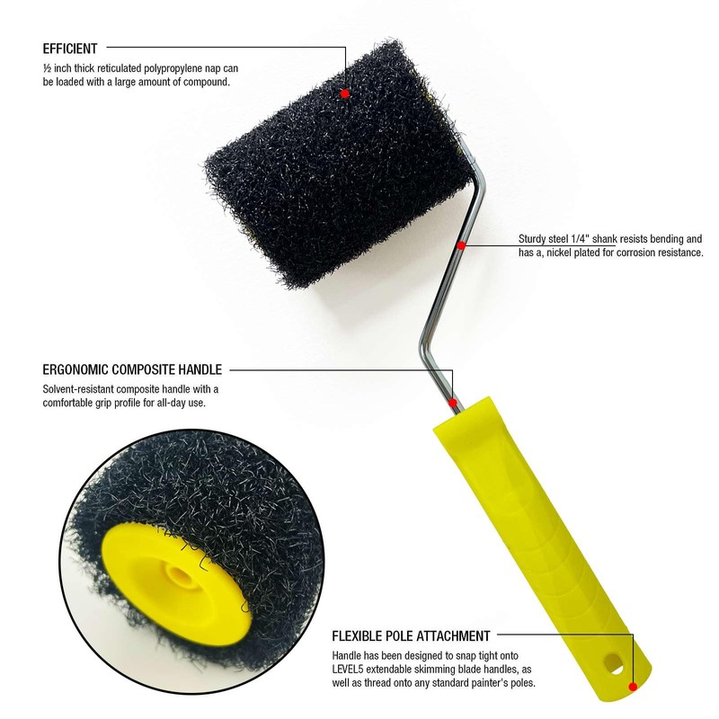 XWADJCD 4 Inch Drywall Compound Roller, Drywall Texture Roller Brush,