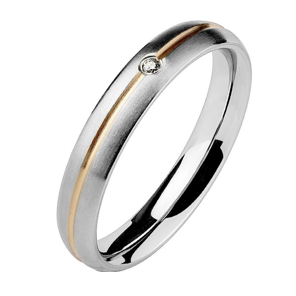 Paula & Fritz® 316L Surgical Steel Band Ring with Rose