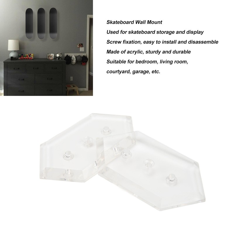 2 Sets Skateboard Hanger Wall Mounting Deck Rack Skateboarding Display