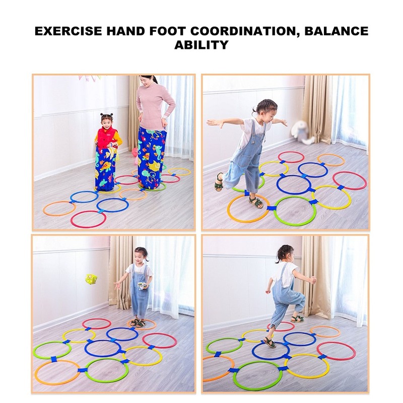 10PCS Kids Exercise Hoops Jumping Hopscotch Game Rings for Sensory
