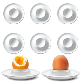 SinChic Eierbehälter,6 PCS Bruchsichere Eierbecher Weiss Eierständer mit Ablage Kunststoff Frühstück Eierhalter Weiß Eierbecher Lustig für Das Frühstücksei Küche Esszimmer