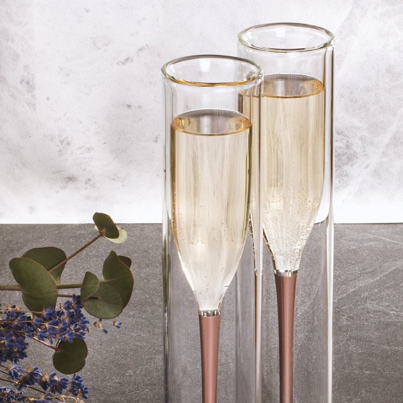 Thumbs Up Inside Out Champagne Flutes, Clear, Set of 2