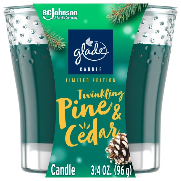 Glade Candle Jar, Air Freshener, Twinkling Pine & Cedar, 3.4