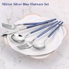 VANVRO Mirror Silver Blue Silverware Set, 20-Piece Stainless Steel Flatware