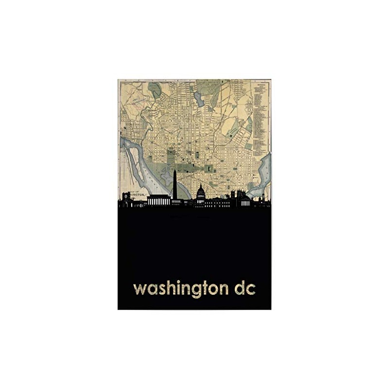 artboxONE Poster Cities Washington DC Skyline Map - Image Washington