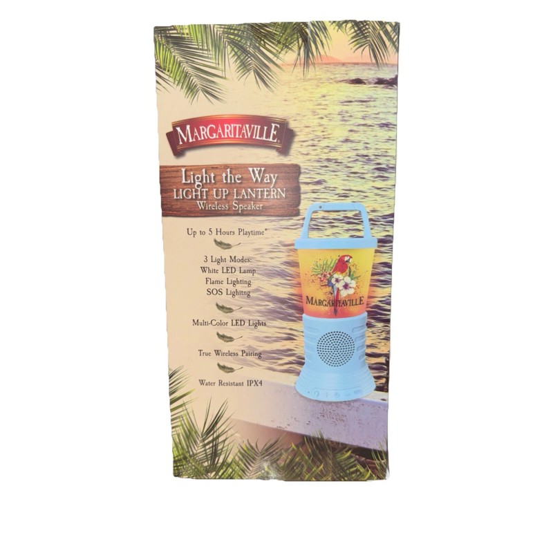 Margaritaville Lantern Wireless Speaker Light The Way with 3 Multicolored