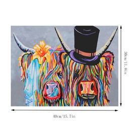 5D Diamond Painting Kits, DIY Colored Animal Cow Crystal Rhinestone Embroidery, Full Drill Arts and Crafts Canvas Painting, DIY Diamond Art for Home Wall Deco(30x40cm)