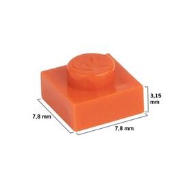 CMC imports 100 Mosaic Tile Building Blocks 1 x 1 Nubs Compatible 34 Different Colours Tiles Clamping Blocks (501 - Orange)