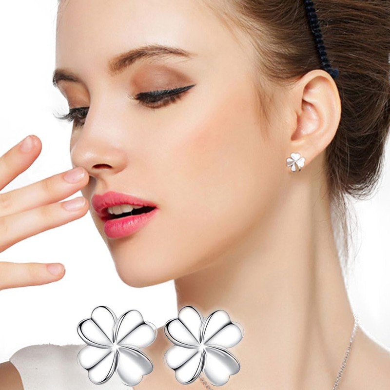 YOBOKO Studs Earrings,Fashion Sparkly Diamond Party Earring, Shinning Sterling Silver