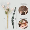 TBOHCRAFED 6 Artificial Silk Flower + 3 Eucalyptus, vase with