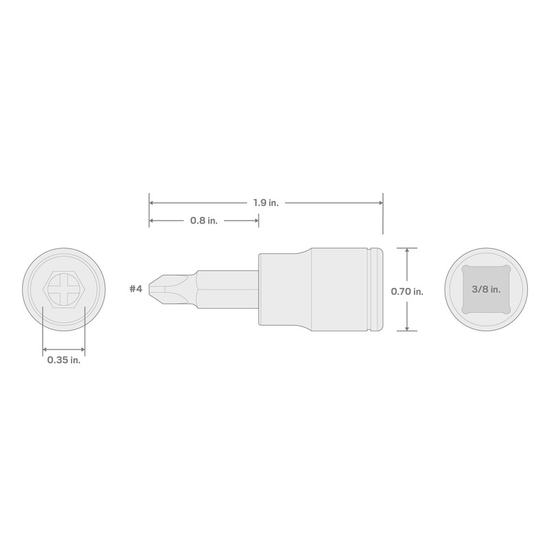 TEKTON 3/8 Inch Drive x #4 Phillips Bit Socket |