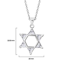 My Daily Styles Womens 925 Sterling Silver Star of David Jewish Judaica CZ Pendant Necklace Charm Adjustable Chain 16"-18"