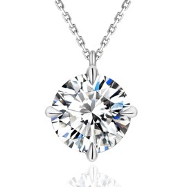 KRKC Diamond Necklaces For Women, 3 Carats Moissanite Pendant Necklace, White Gold Necklace, Lab Grown Solitaire Diamond Pendant With Adjustable 18+2 Inches Chain, Sterling Silver, Christmas Valentines Gift For Mom Wife Girlfriend
