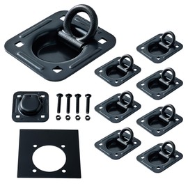 Lonffery 8 Pack Recessed D-Ring Tie Down Anchors (6,000 lb. Capacity), Heavy Duty Kit for Trailer or Deliveries, Black
