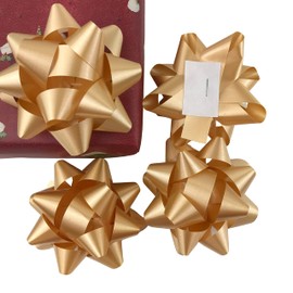 MMvolesy Gold Christmas Confetti Gift Star boxs Star Bows splendorette Christmas Valentine's Day Self Adhesive Bows for Gifts Wrapping Holiday Presents(20Pc)